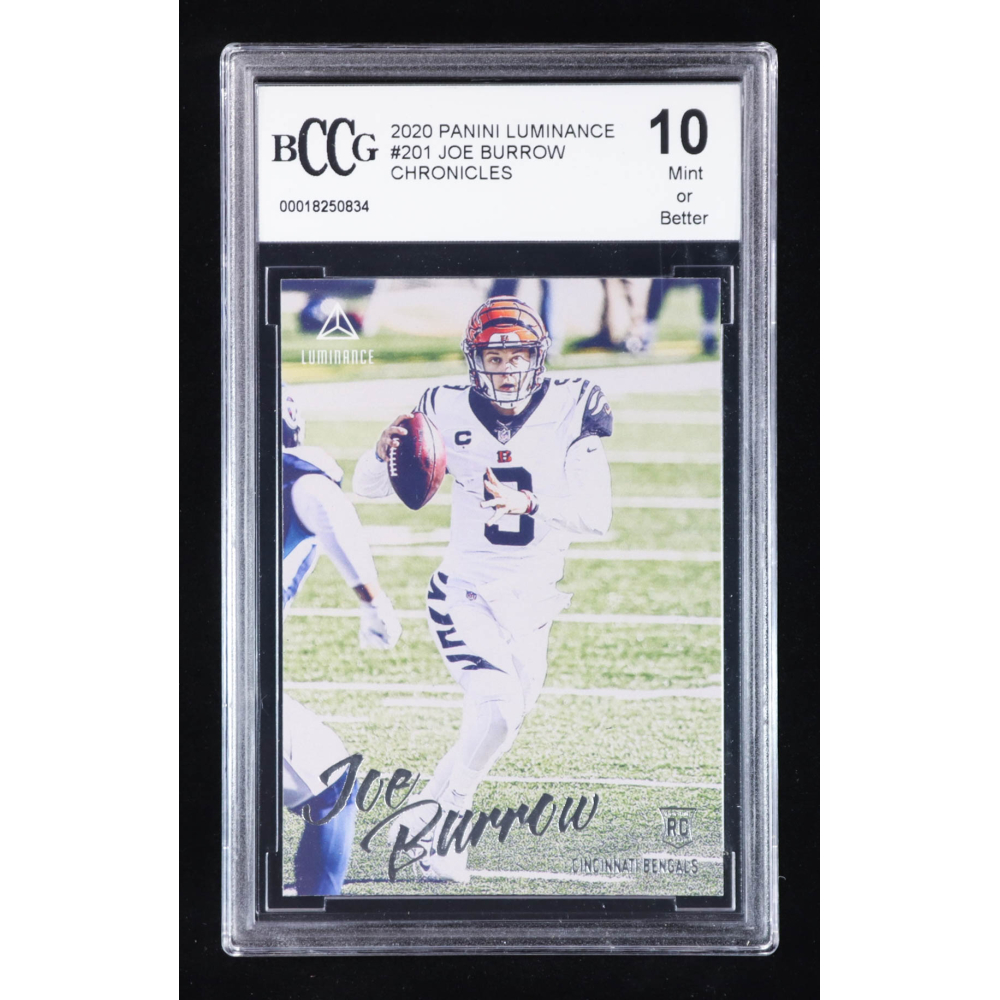 Joe Burrow 2020 Panini Luminance #201 RC / CHRONICLES (BCCG 10) at PristineAuction.com