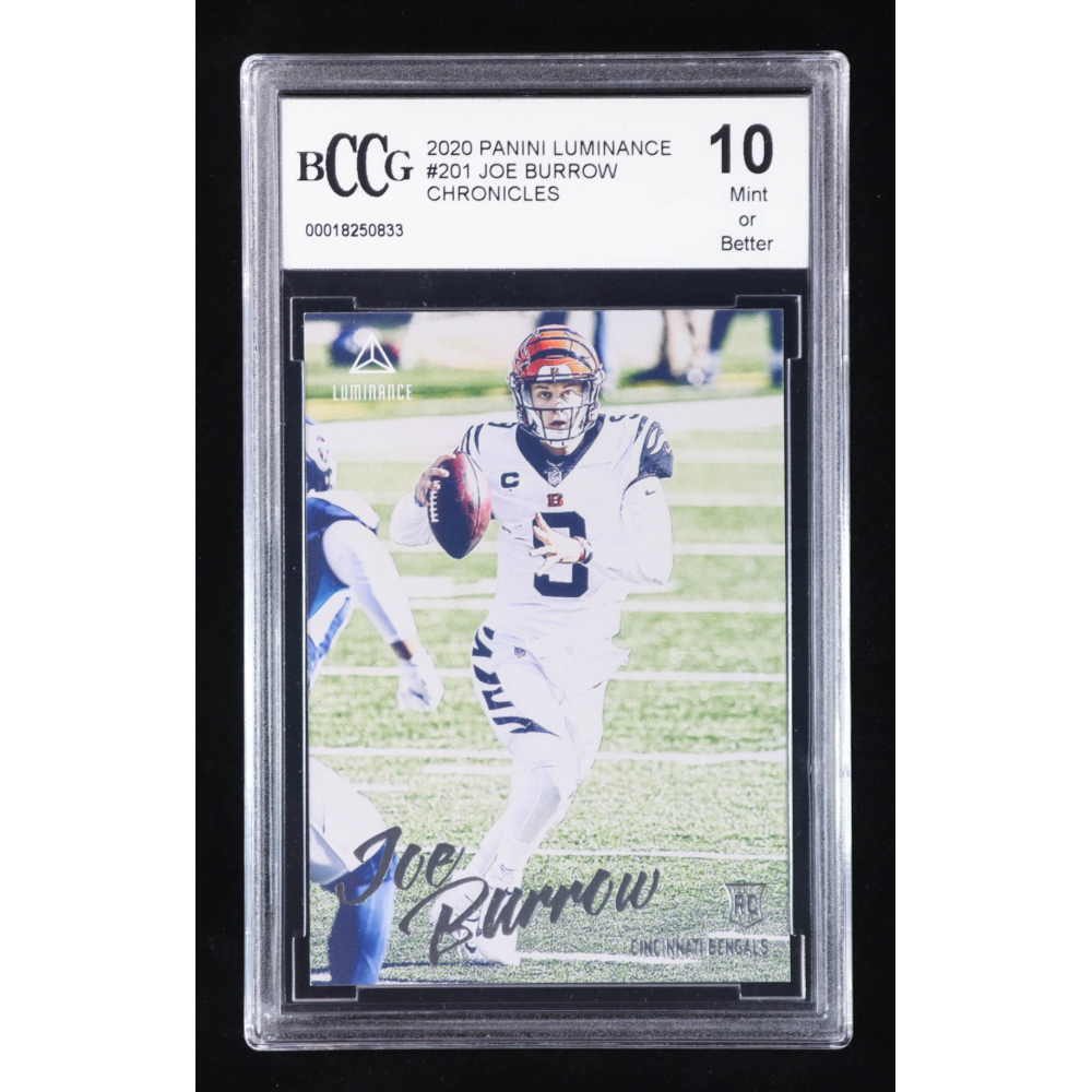Joe Burrow 2020 Panini Luminance #201 RC / CHRONICLES (BCCG 10) at PristineAuction.com