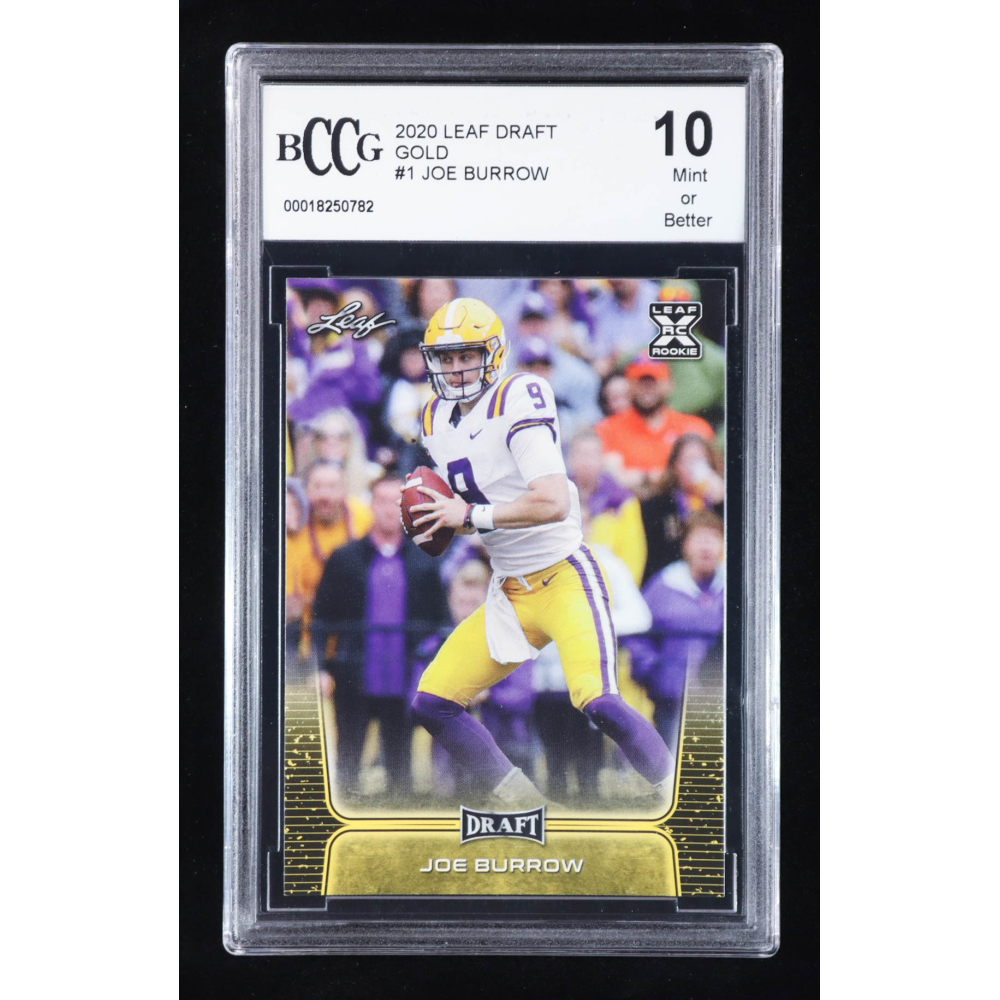 Joe Burrow 2020 Leaf Draft Gold #1 RC (BCCG 10) at PristineAuction.com