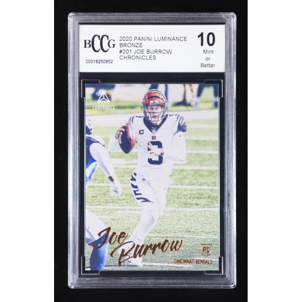 Joe Burrow 2020 Panini Luminance Bronze #201 RC / CHRONICLES (BCCG 10) at PristineAuction.com Joe Burrow 2020 Panini Luminance Bronze #201 RC / CHRONICLES (BCCG 10) at PristineAuction.com