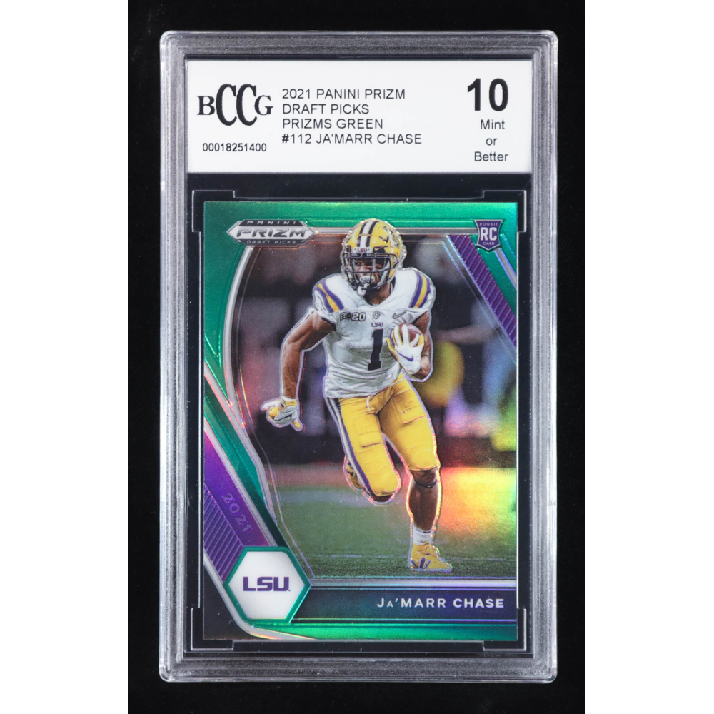 Ja'Marr Chase 2021 Panini Prizm Draft Picks Prizms Green #112 RC (BCCG 10) at PristineAuction.com