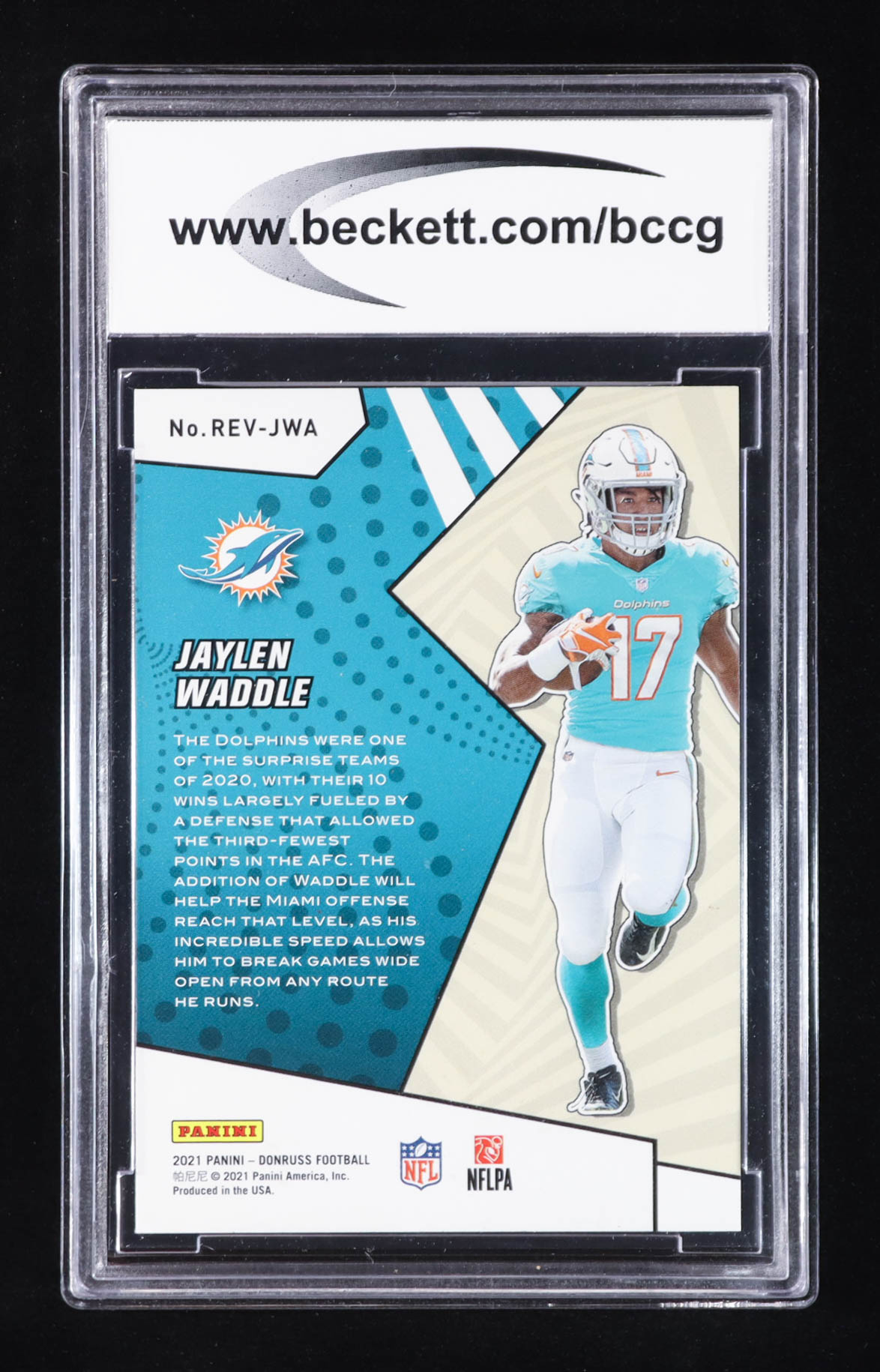 Jaylen Waddle 2021 Donruss Rookie Revolution #6 RC (BCCG 10) at PristineAuction.com Jaylen Waddle 2021 Donruss Rookie Revolution #6 RC (BCCG 10) at PristineAuction.com