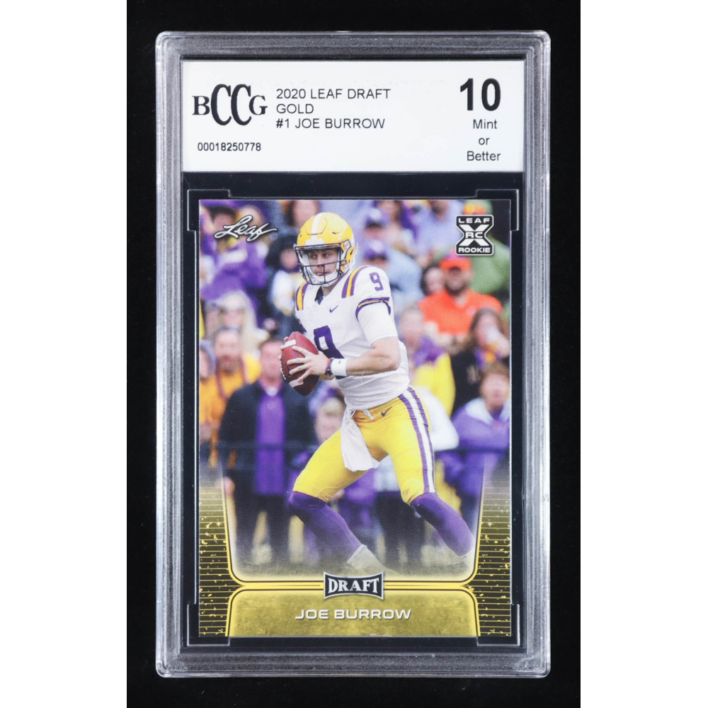 Joe Burrow 2020 Leaf Draft Gold #1 RC (BCCG 10) at PristineAuction.com