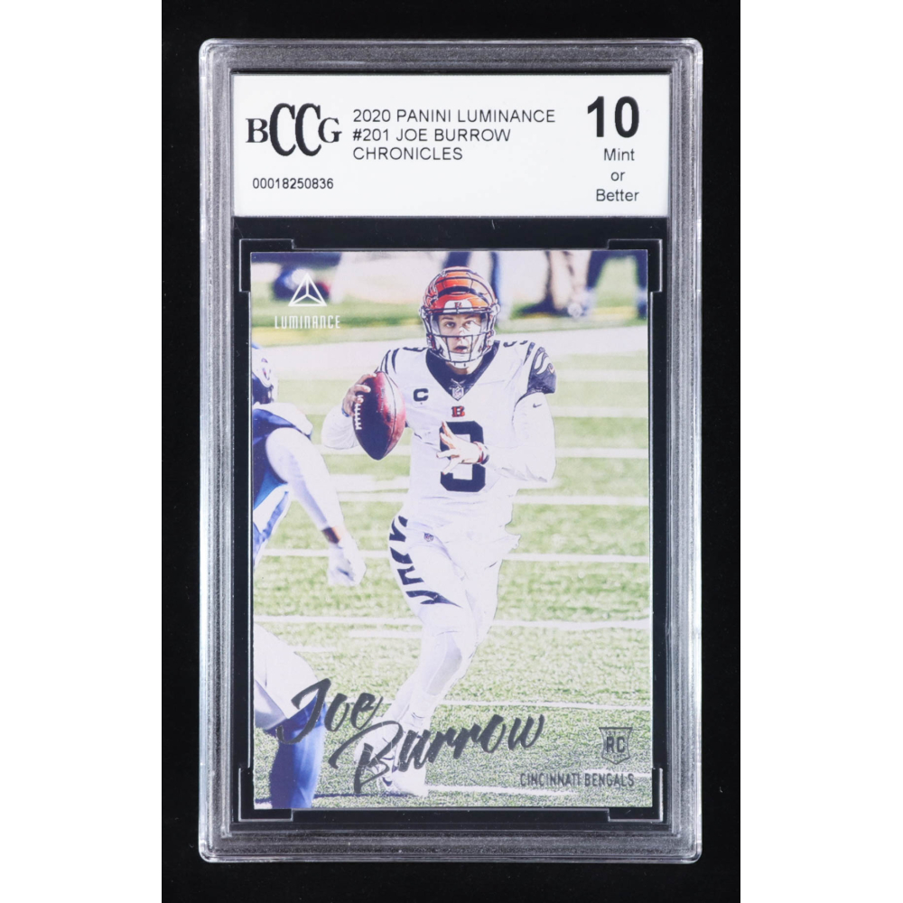 Joe Burrow 2020 Panini Luminance #201 RC / CHRONICLES (BCCG 10) at PristineAuction.com
