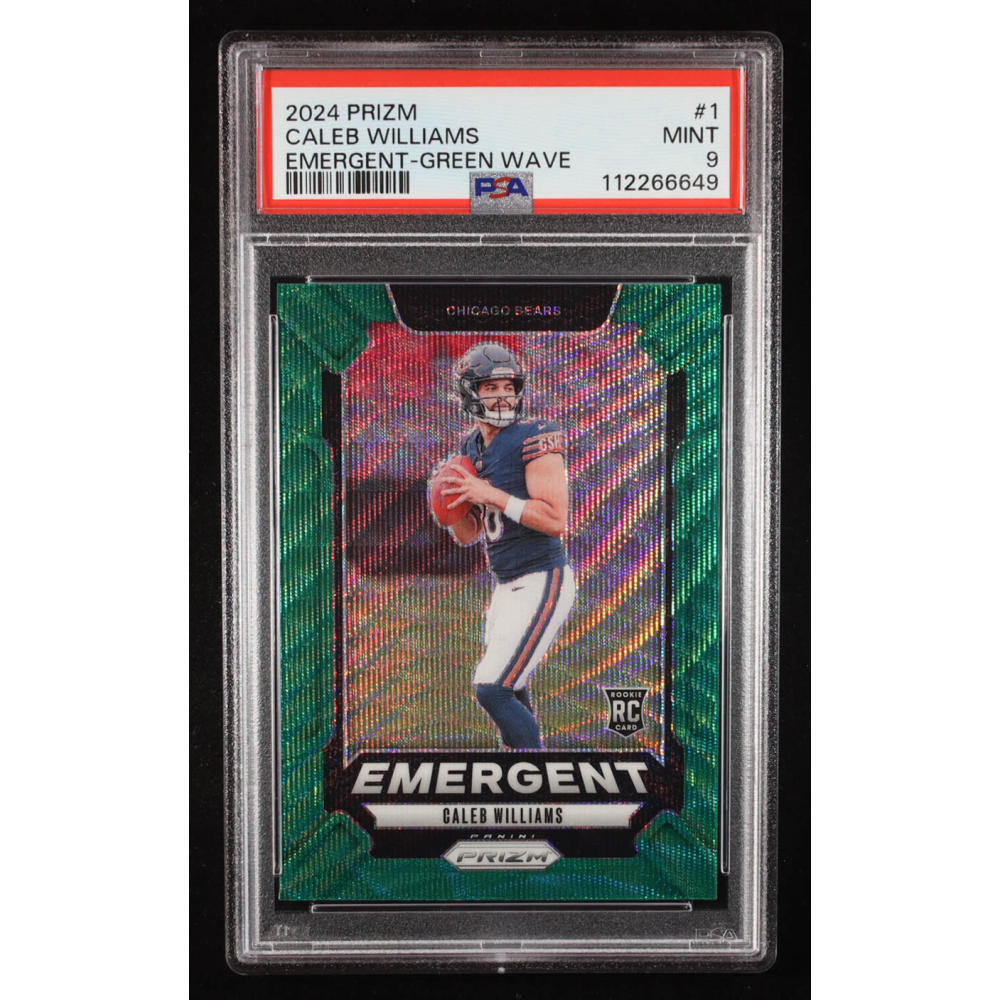 Caleb Williams 2024 Panini Prizm Emergent Green Wave #1 RC (PSA 9) at PristineAuction.com