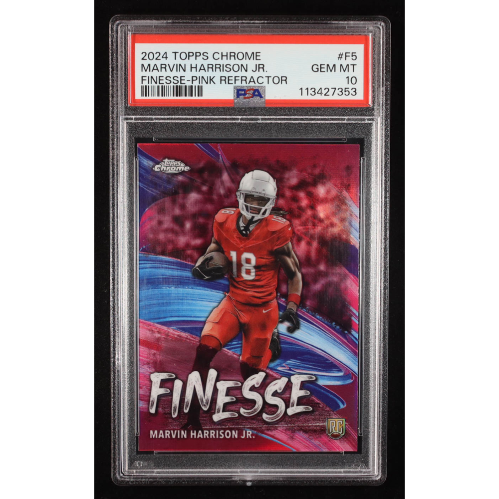 Marvin Harrison Jr. 2024 Topps Chrome Finesse Pink Refractor #F5 RC (PSA 10) at PristineAuction.com