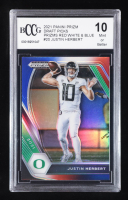 Justin Herbert 2021 Panini Prizm Draft Picks Prizms Red White and Blue #20 (BCCG 10) at PristineAuction.com