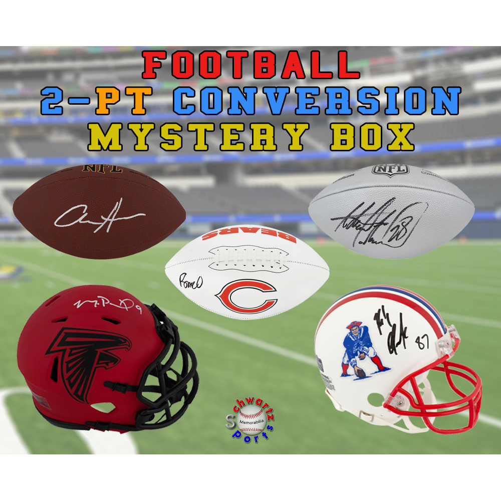 2-PT CONVERSION (Full Size Football & Mini Helmet) Signed Mystery Box - Series 19 (Limited to 150) - Schwartz Sports at PristineAuction.com