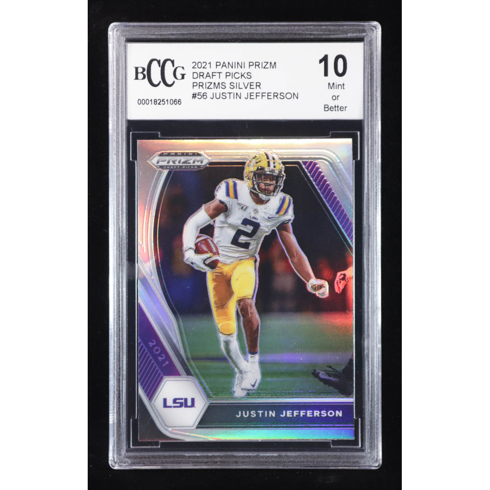 Justin Jefferson 2021 Panini Prizm Draft Picks Prizms Silver #56 (BCCG 10) at PristineAuction.com