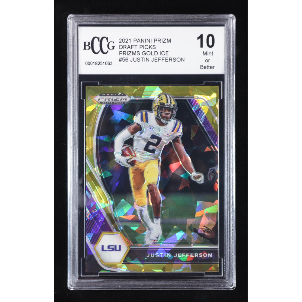 Justin Jefferson 2021 Panini Prizm Draft Picks Prizms Gold Ice #56 (BCCG 10) at PristineAuction.com