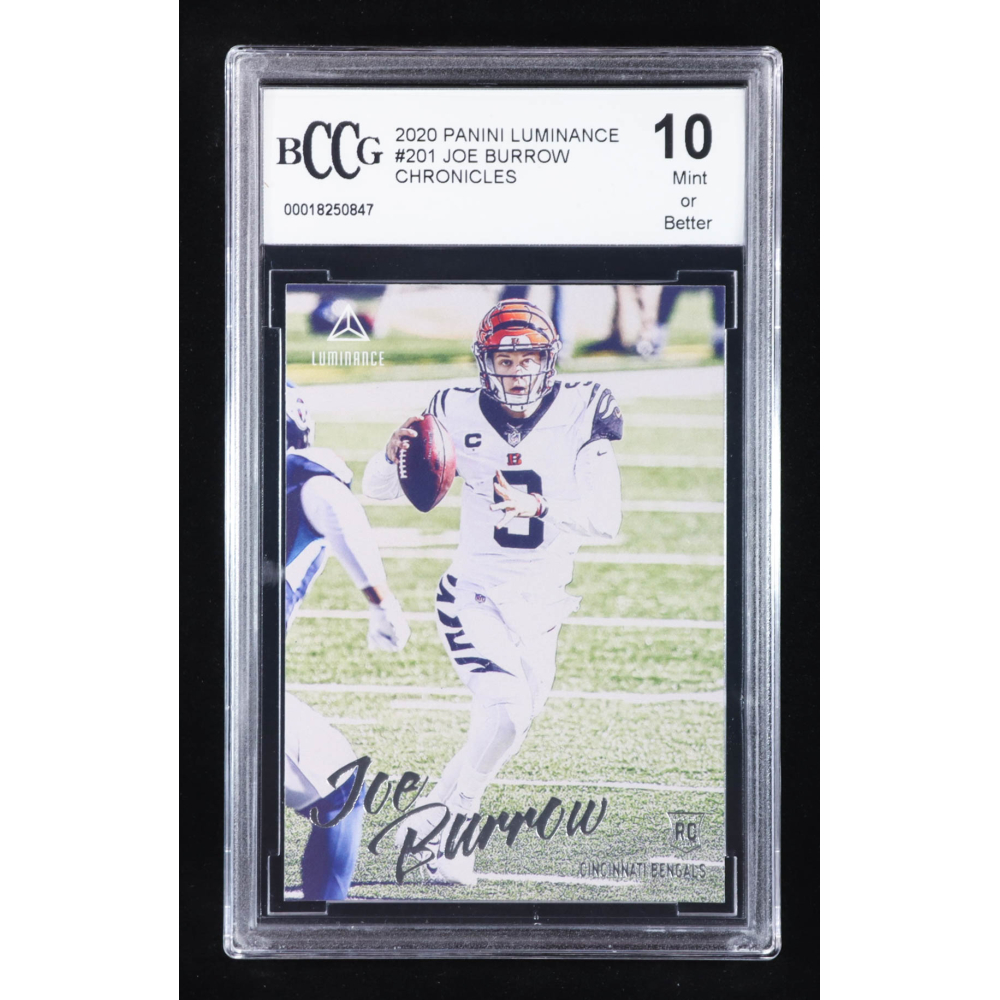 Joe Burrow 2020 Panini Luminance #201 RC / CHRONICLES (BCCG 10) at PristineAuction.com