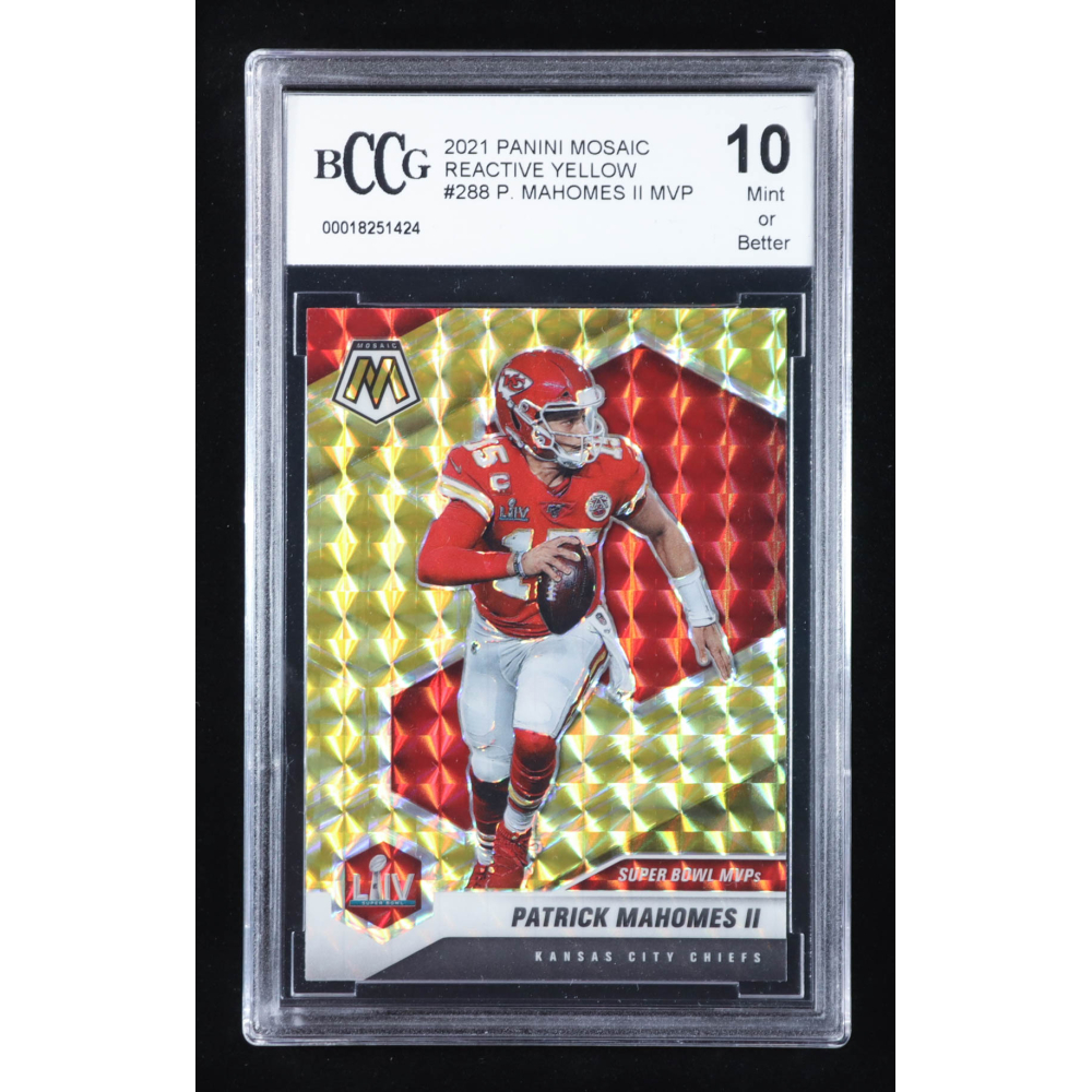Patrick Mahomes II 2021 Panini Mosaic Mosaic Reactive Yellow #288 MVP (BCCG 10) at PristineAuction.com