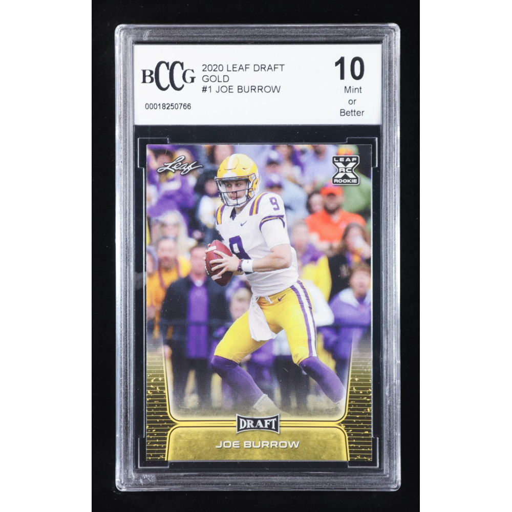 Joe Burrow 2020 Leaf Draft Gold #1 RC (BCCG 10) at PristineAuction.com
