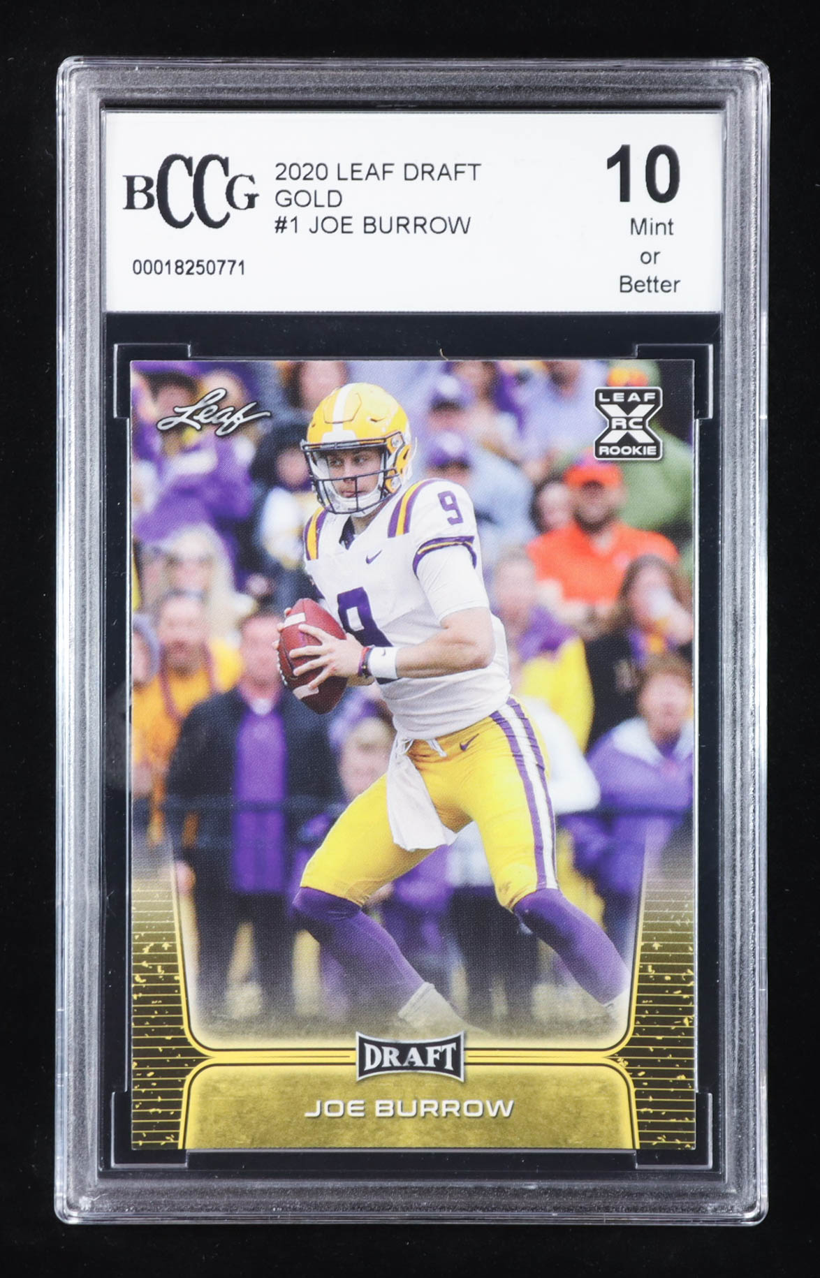 Joe Burrow 2020 Leaf Draft Gold #1 RC (BCCG 10) at PristineAuction.com Joe Burrow 2020 Leaf Draft Gold #1 RC (BCCG 10) at PristineAuction.com