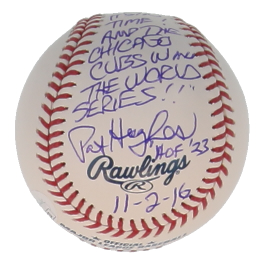 Pat Huges Signed OML Baseball with Extensive Inscription (JSA) at PristineAuction.com Pat Huges Signed OML Baseball with Extensive Inscription (JSA) at PristineAuction.com