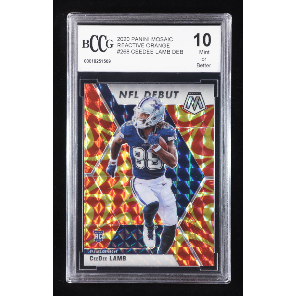 CeeDee Lamb 2020 Panini Mosaic Mosaic Reactive Orange #268 DEB RC (BCCG 10) at PristineAuction.com