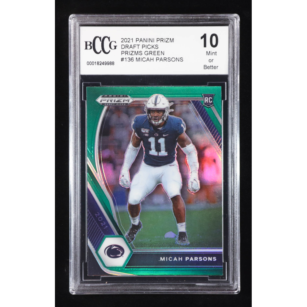 Micah Parsons 2021 Panini Prizm Draft Picks Prizms Green #136 RC (BCCG 10) at PristineAuction.com
