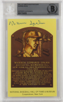 Warren Spahn Signed Hall of Fame Plaque Postcard (BGS) at PristineAuction.com