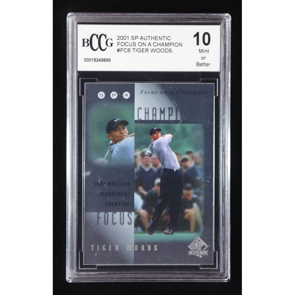 Tiger Woods 2001 SP Authentic Focus on a Champion #FC6 RC (BCCG 10) at PristineAuction.com
