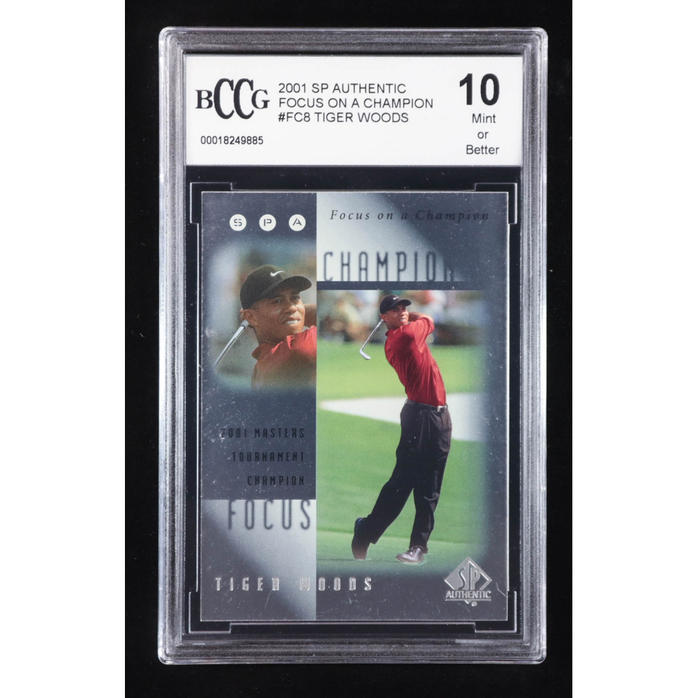 Tiger Woods 2001 SP Authentic Focus on a Champion #FC8 RC (BCCG 10) at PristineAuction.com Tiger Woods 2001 SP Authentic Focus on a Champion #FC8 RC (BCCG 10) at PristineAuction.com