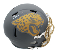 Travis Hunter Signed Jaguars Full-Size Slate Alternate Speed Helmet (Beckett) at PristineAuction.com