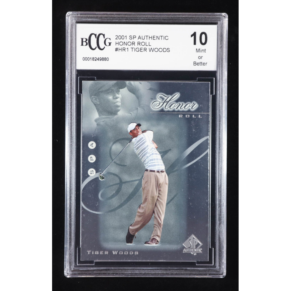 Tiger Woods 2001 SP Authentic Honor Roll #HR1 RC (BCCG 10) at PristineAuction.com