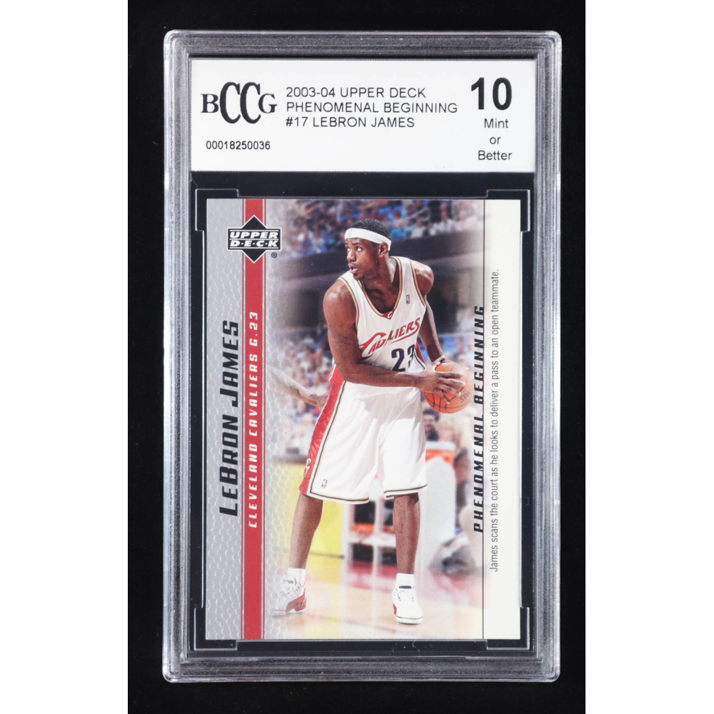 LeBron James 2003-04 Upper Deck Phenomenal Beginning LeBron James #17 RC / James Scans the Court (BCCG 10) at PristineAuction.com