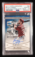 Bryce Harper 2017 Topps Luminaries Home Run Kings Autographs Blue #HRKBH #2/5 (PSA 10) at PristineAuction.com