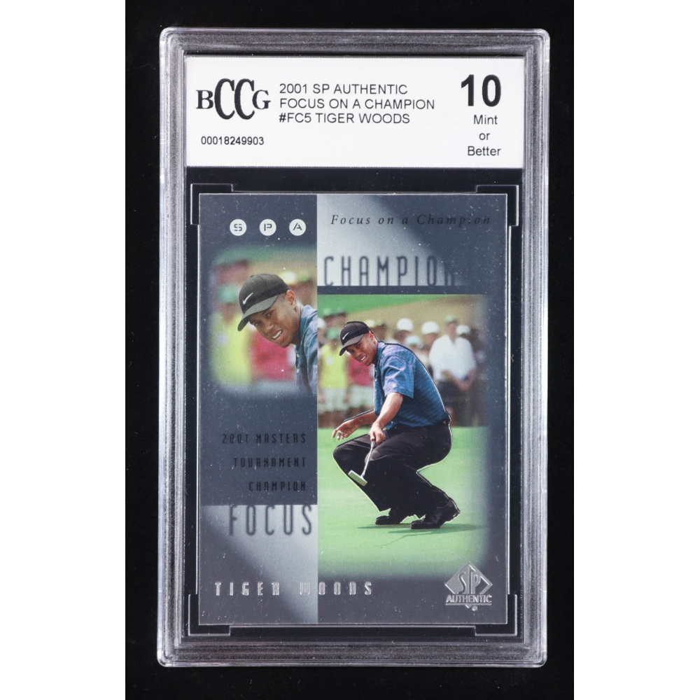 Tiger Woods 2001 SP Authentic Focus on a Champion #FC5 RC (BCCG 10) at PristineAuction.com