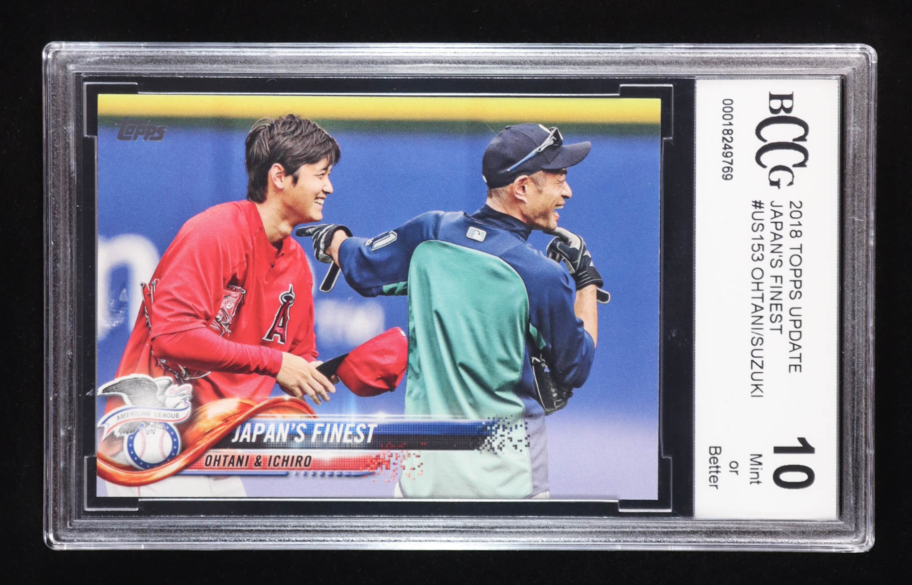 Shohei Ohtani RC / Ichiro Suzuki 2018 Topps Update #US153 / Japan's Finest (BCCG 10) at PristineAuction.com Shohei Ohtani RC / Ichiro Suzuki 2018 Topps Update #US153 / Japan's Finest (BCCG 10) at PristineAuction.com