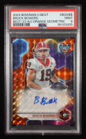 Brock Bowers 2023 Bowman's Best University Best of '23 Autographs Orange Geometric Refractors #BOABB RC #23/25 (PSA 9) at PristineAuction.com