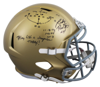 Rudy Ruettiger Signed Notre Dame Fighting Irish Full-Size Speed Helmet Inscribed "Play Like A Champion Today!" with Hand-Drawn Sketch (Beckett) at PristineAuction.com