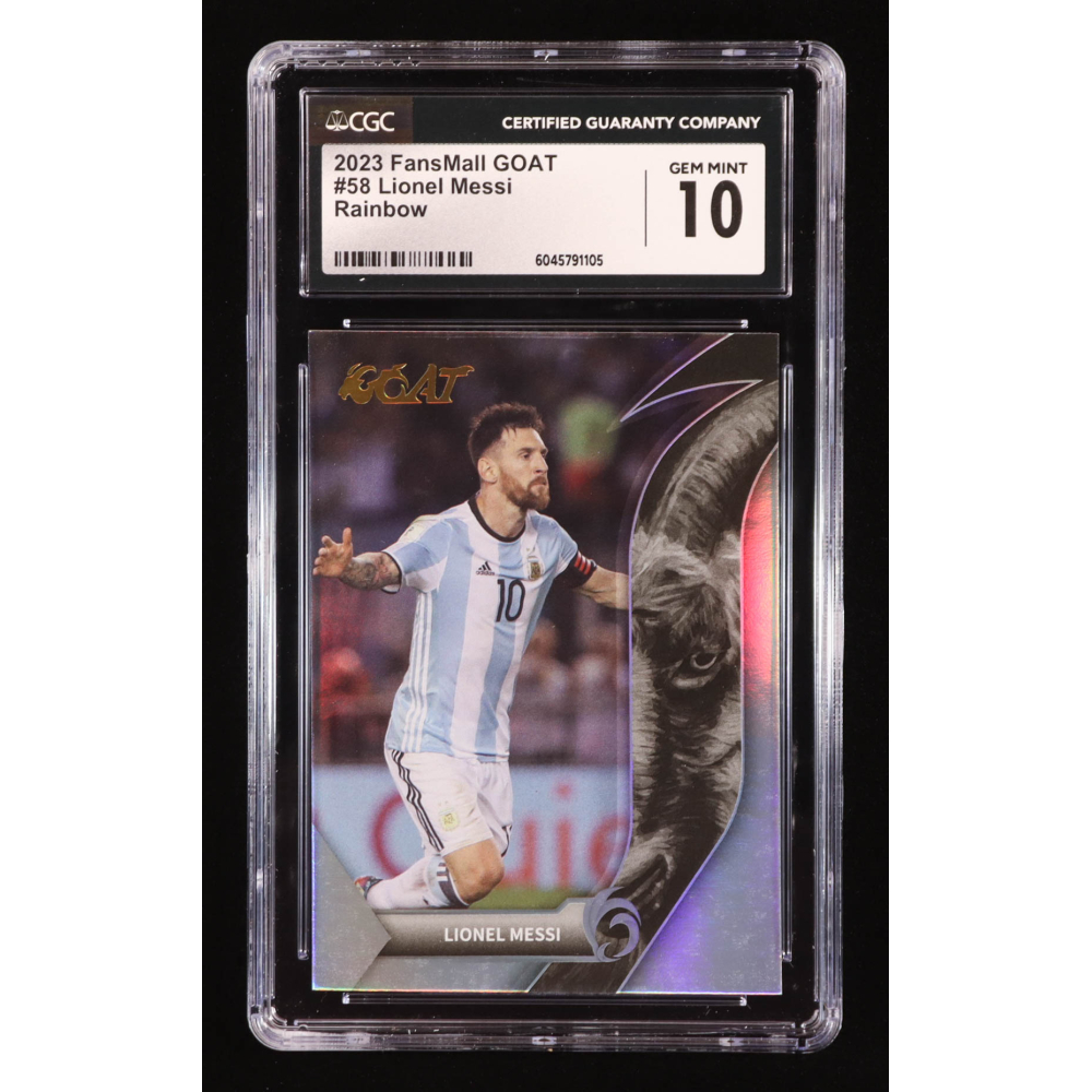 Lionel Messi 2023 FansMall GOAT Rainbow #58 (CGC 10) at PristineAuction.com