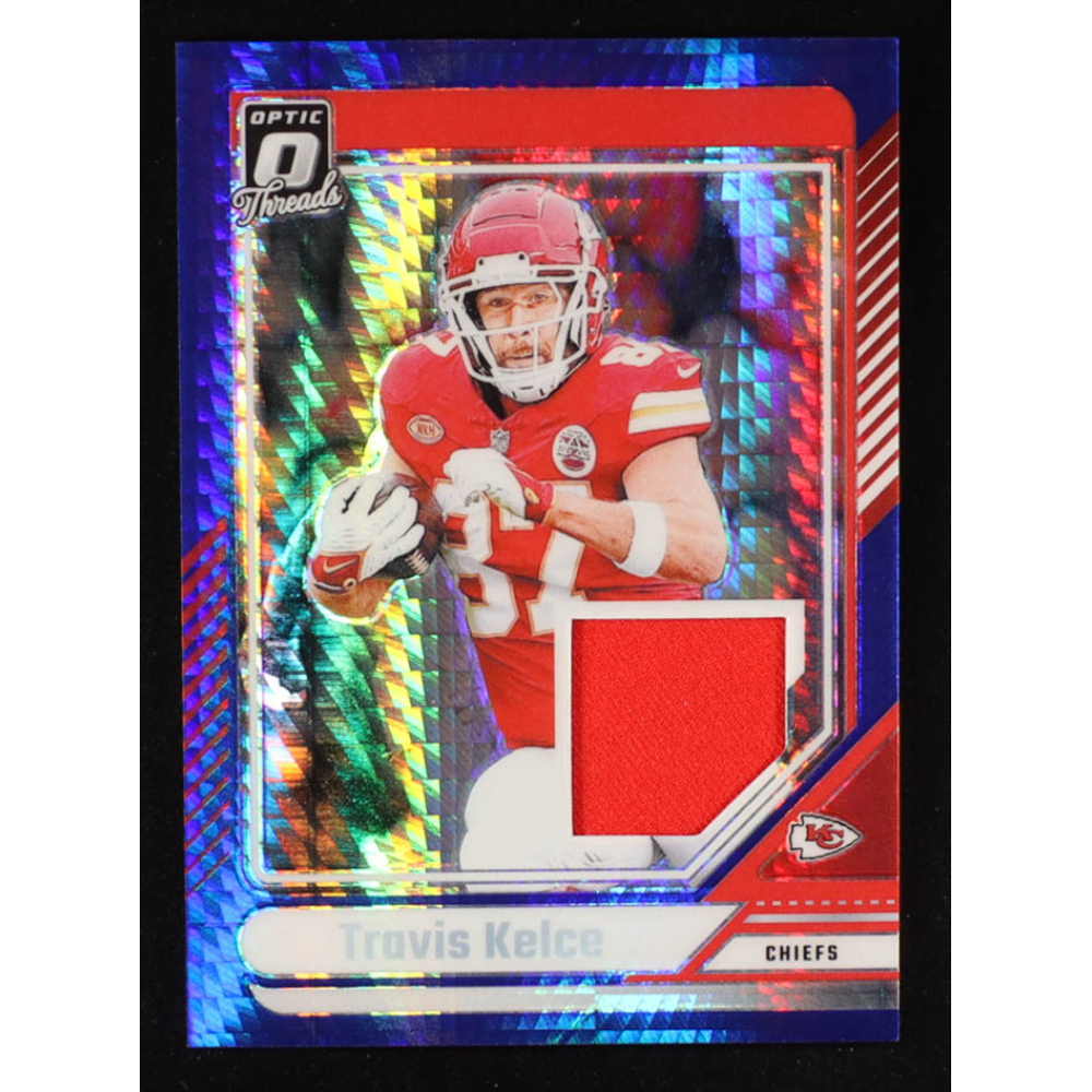 Travis Kelce 2024 Donruss Optic Donruss Threads Blue Hyper #11 at PristineAuction.com