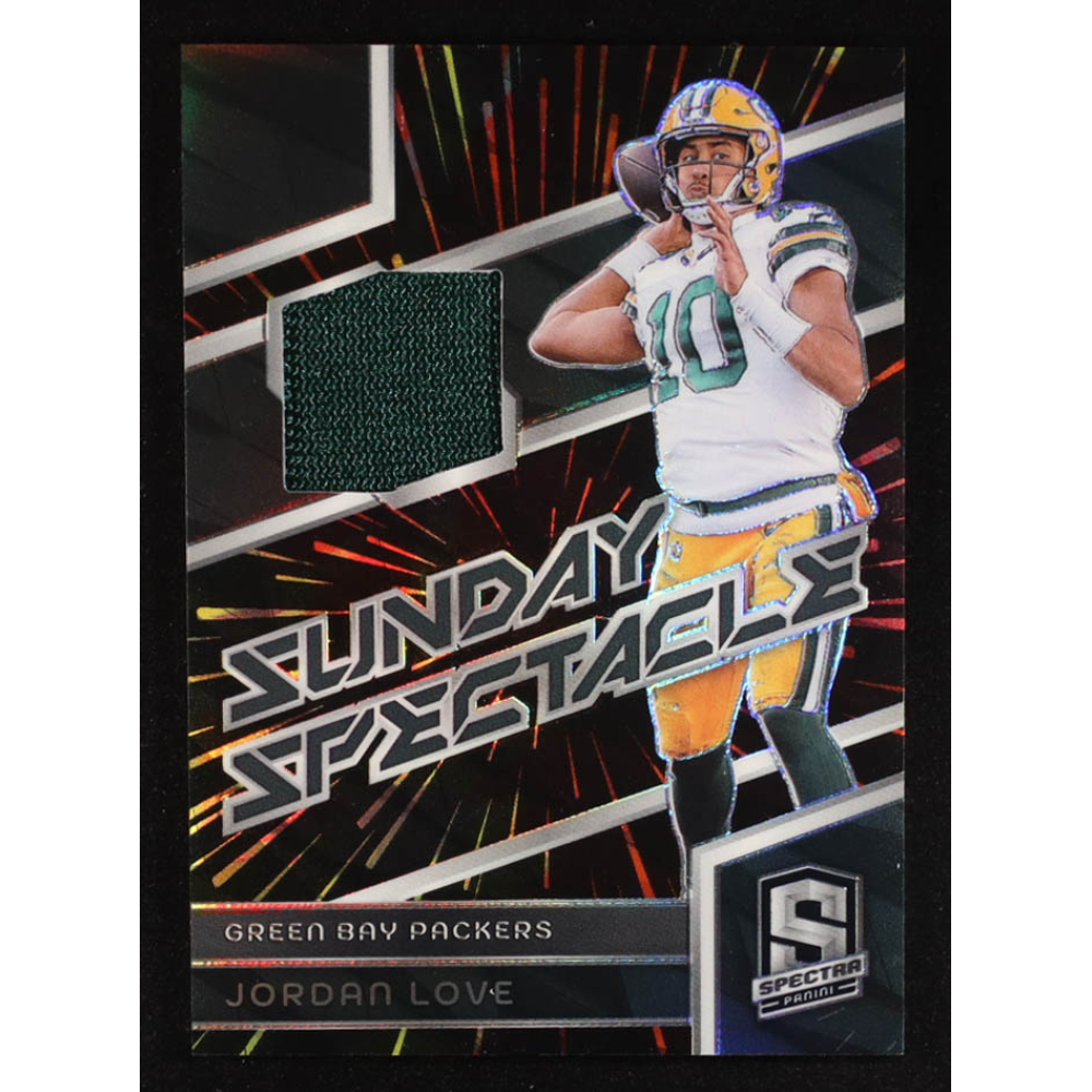 Jordan Love 2024 Panini Spectra Sunday Spectacle Materials Hyper #12 #42/75 at PristineAuction.com