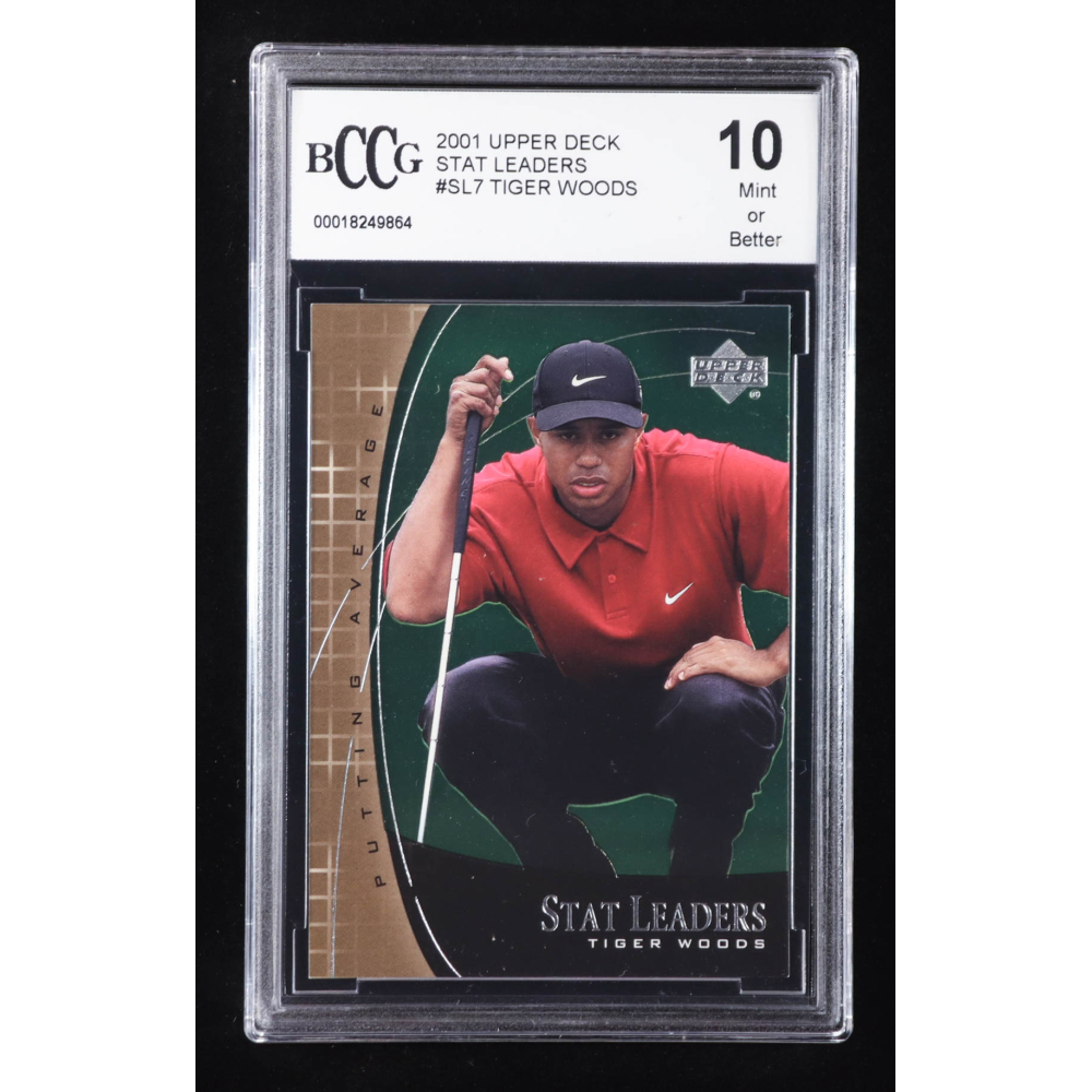 Tiger Woods 2001 Upper Deck Stat Leaders #SL7 RC (BCCG 10) at PristineAuction.com