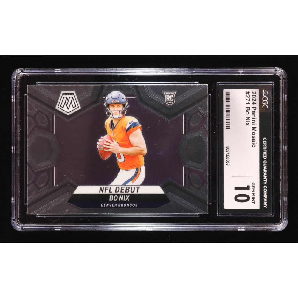 Bo Nix 2024 Panini Mosaic #271 DEB RC (CGC 10) at PristineAuction.com