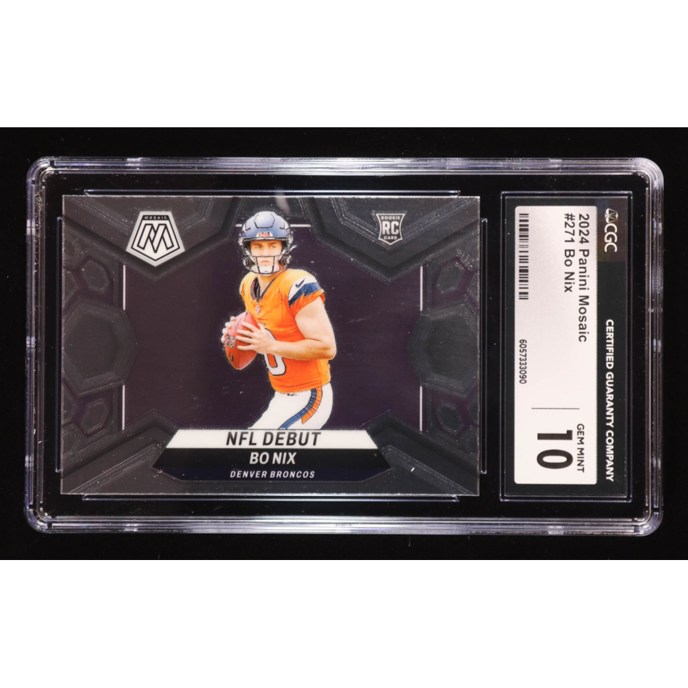 Bo Nix 2024 Panini Mosaic #271 DEB RC (CGC 10) at PristineAuction.com