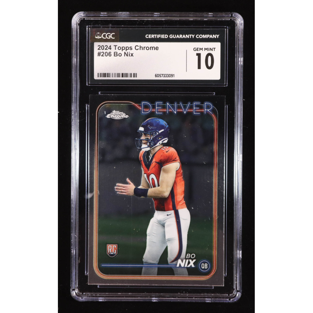 Bo Nix 2024 Topps Chrome #206 RC (CGC 10) at PristineAuction.com