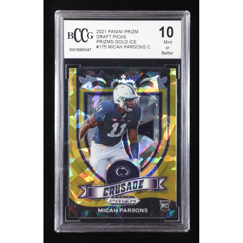 Micah Parsons 2021 Panini Prizm Draft Picks Prizms Gold Ice #175 C RC (BCCG 10) at PristineAuction.com Micah Parsons 2021 Panini Prizm Draft Picks Prizms Gold Ice #175 C RC (BCCG 10) at PristineAuction.com