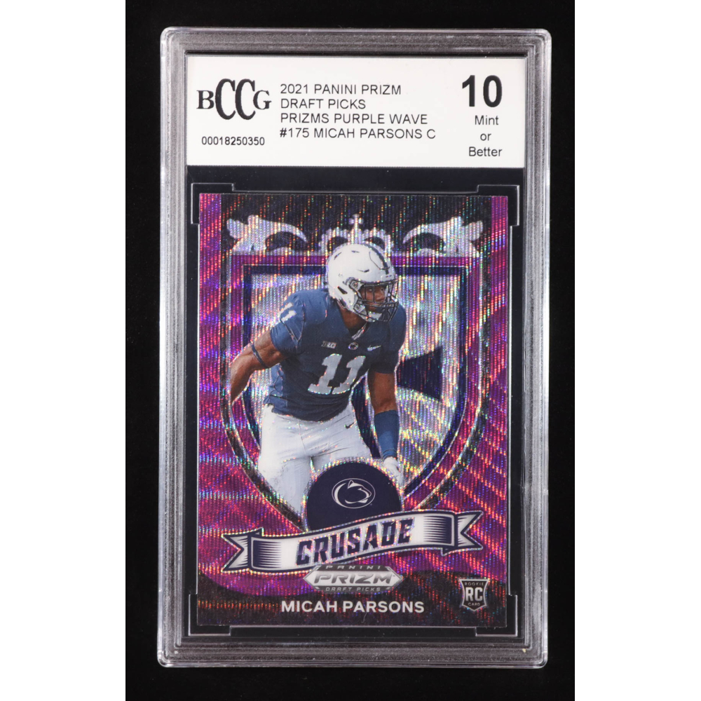 Micah Parsons 2021 Panini Prizm Draft Picks Prizms Purple Wave #175 C RC (BCCG 10) at PristineAuction.com