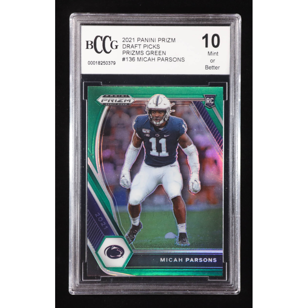 Micah Parsons 2021 Panini Prizm Draft Picks Prizms Green #136 RC (BCCG 10) at PristineAuction.com