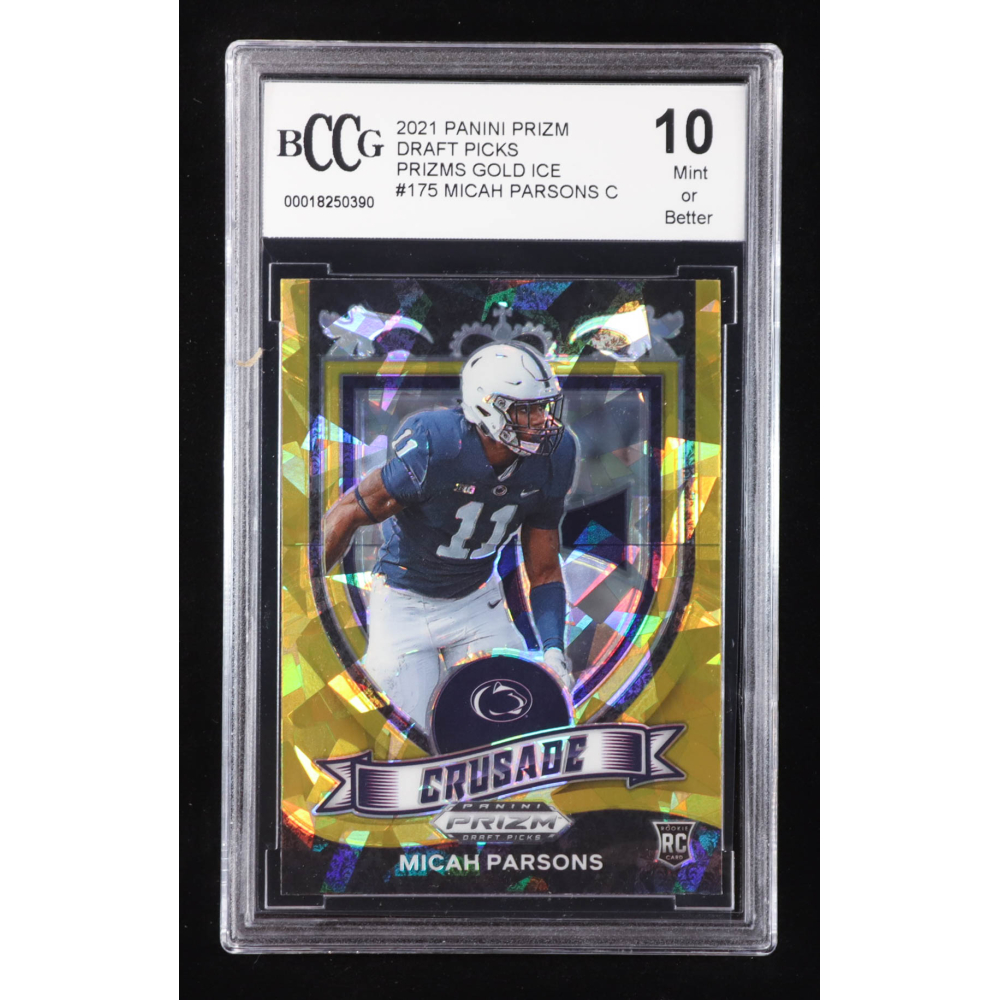 Micah Parsons 2021 Panini Prizm Draft Picks Prizms Gold Ice #175 C RC (BCCG 10) at PristineAuction.com