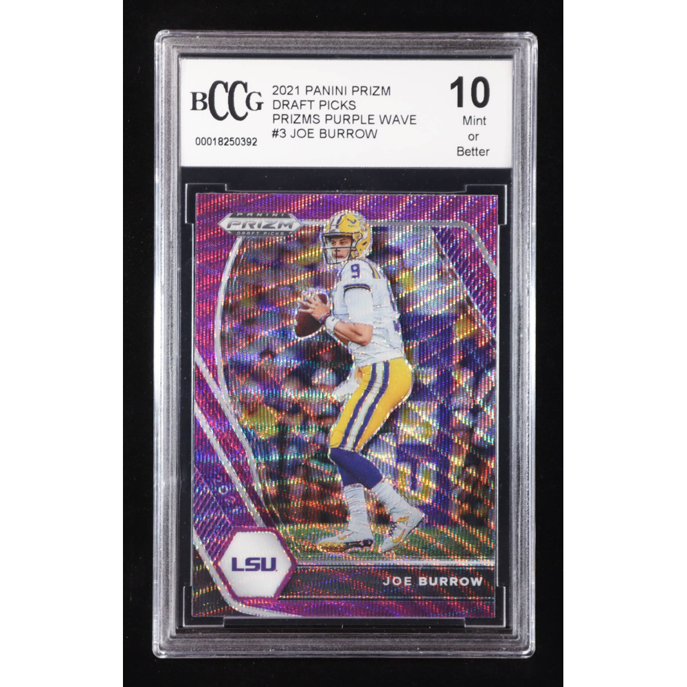 Joe Burrow 2021 Panini Prizm Draft Picks Prizms Purple Wave #3 (BCCG 10) at PristineAuction.com