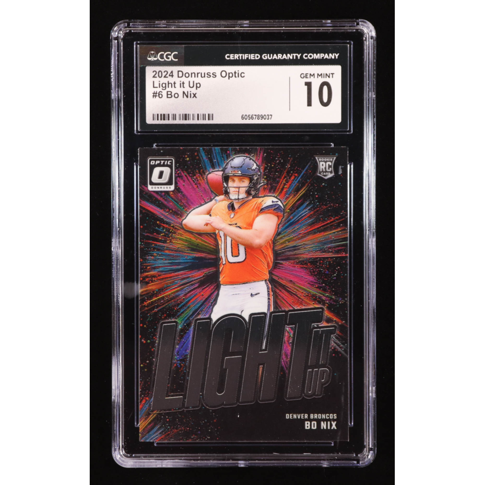 Bo Nix 2024 Donruss Optic Light it Up #6 RC (CGC 10) at PristineAuction.com