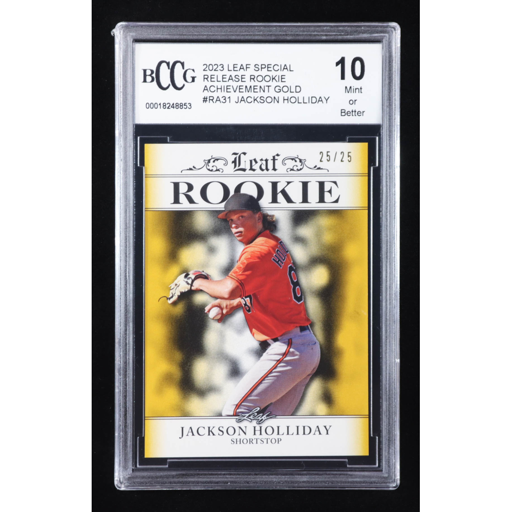 Jackson Holliday 2023 Leaf Special Release Rookie Achievement Gold #RA31 RC #25/25 (BCCG 10) at PristineAuction.com