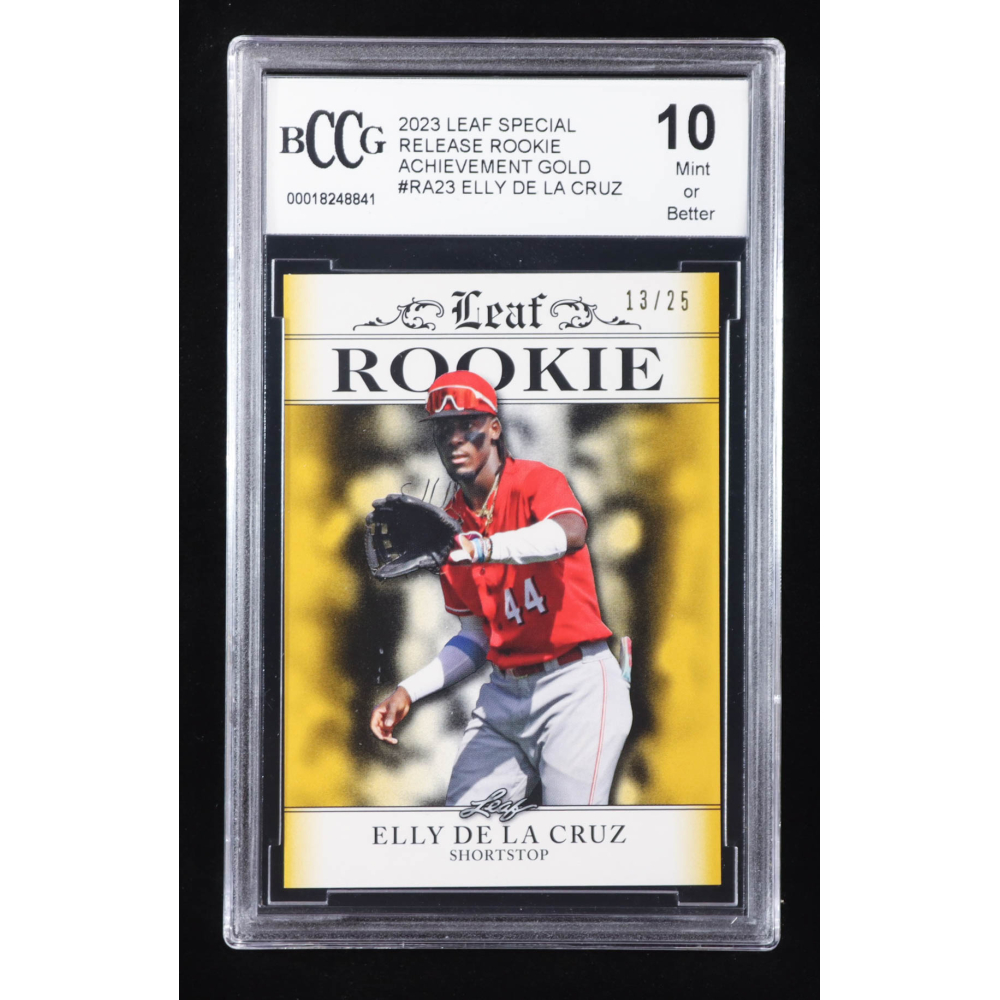 Elly De La Cruz 2023 Leaf Special Release Rookie Achievement Gold #RA23 RC #13/25 (BCCG 10) at PristineAuction.com
