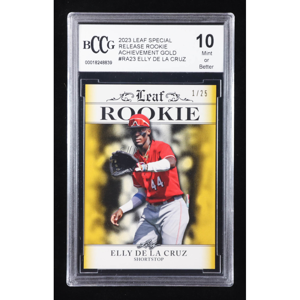 Elly De La Cruz 2023 Leaf Special Release Rookie Achievement Gold #RA23 RC #1/25 (BCCG 10) at PristineAuction.com