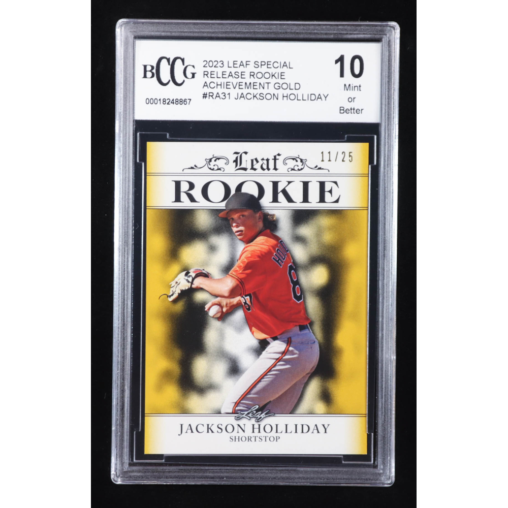 Jackson Holliday 2023 Leaf Special Release Rookie Achievement Gold #RA31 RC #11/25 (BCCG 10) at PristineAuction.com