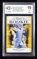 Drake Maye 2023 Leaf Special Release Rookie Achievement Gold #RA19 RC #14/25 (BCCG 10) at PristineAuction.com